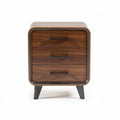 Wooden nightstand with three drawers and black metal legs 45 x 40 x 60cm
