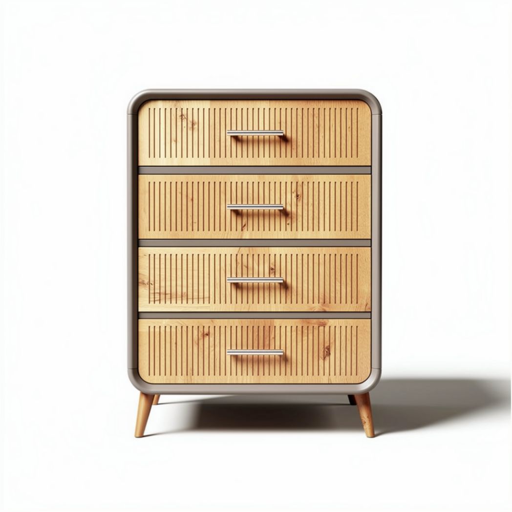 Wooden four-drawer storage cabinet 60 x 40 x 80cm with modern design