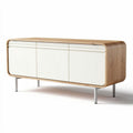 Modern wooden sideboard with white doors and metal legs 120 x 40 x 60cm