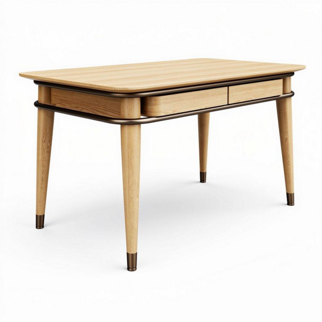Wooden desk with two drawers and metal accents 120 x 60 x 75cm