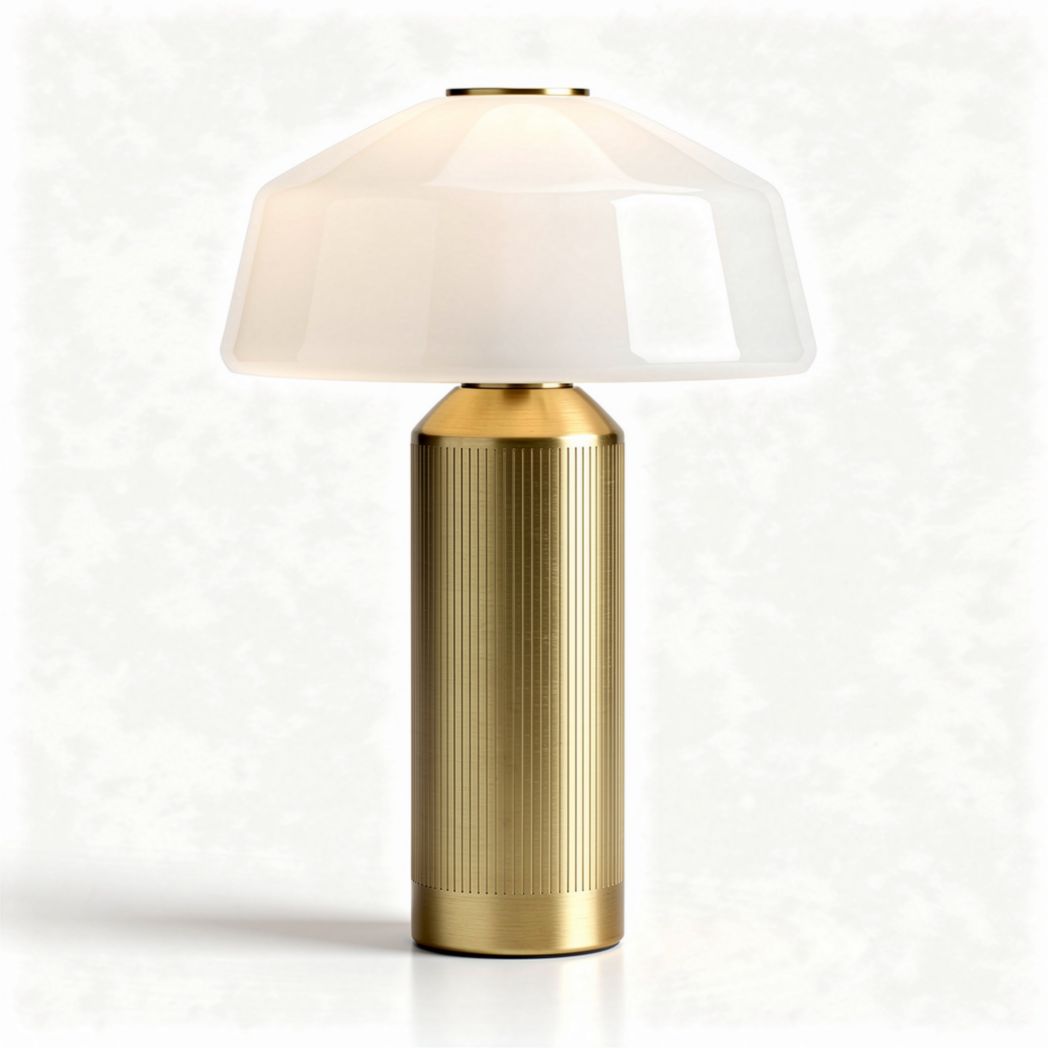 Brass table lamp with glass shade and modern design 25 x 25 x 40cm