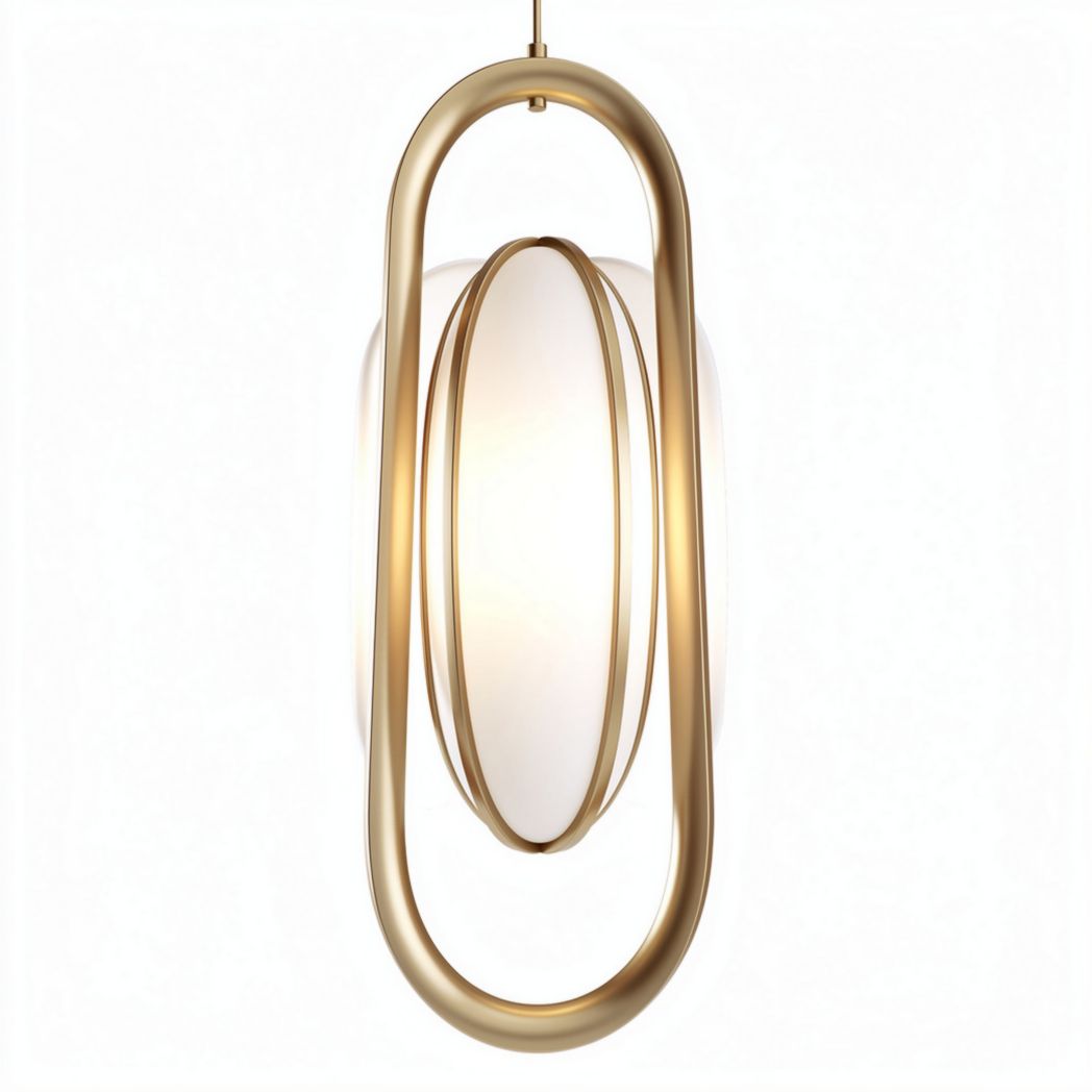 Gold metal pendant light with glass shade for modern home decor 30 x 15 x 80cm