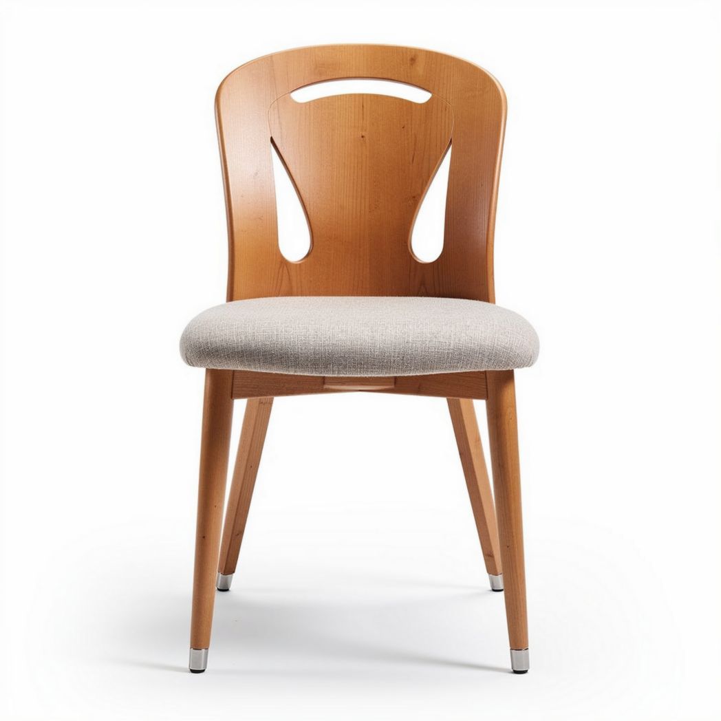Wooden chair with fabric seat and ergonomic backrest 45 x 45 x 85cm