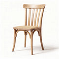 Wooden dining chair with natural rattan seat and curved backrest 45 x 45 x 85cm
