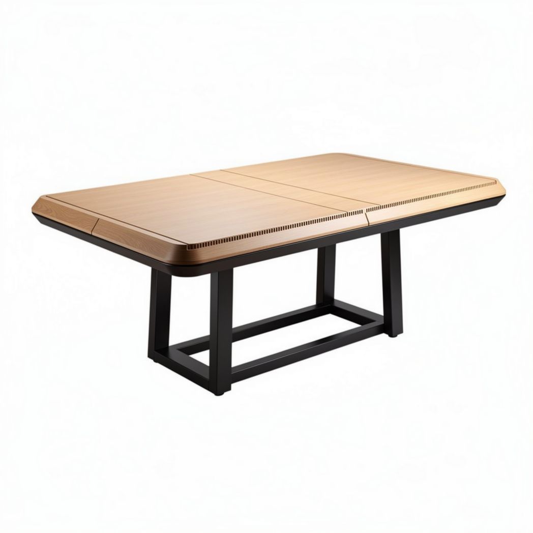 Rectangular extendable dining table in natural wood finish 180 x 90 x 75cm