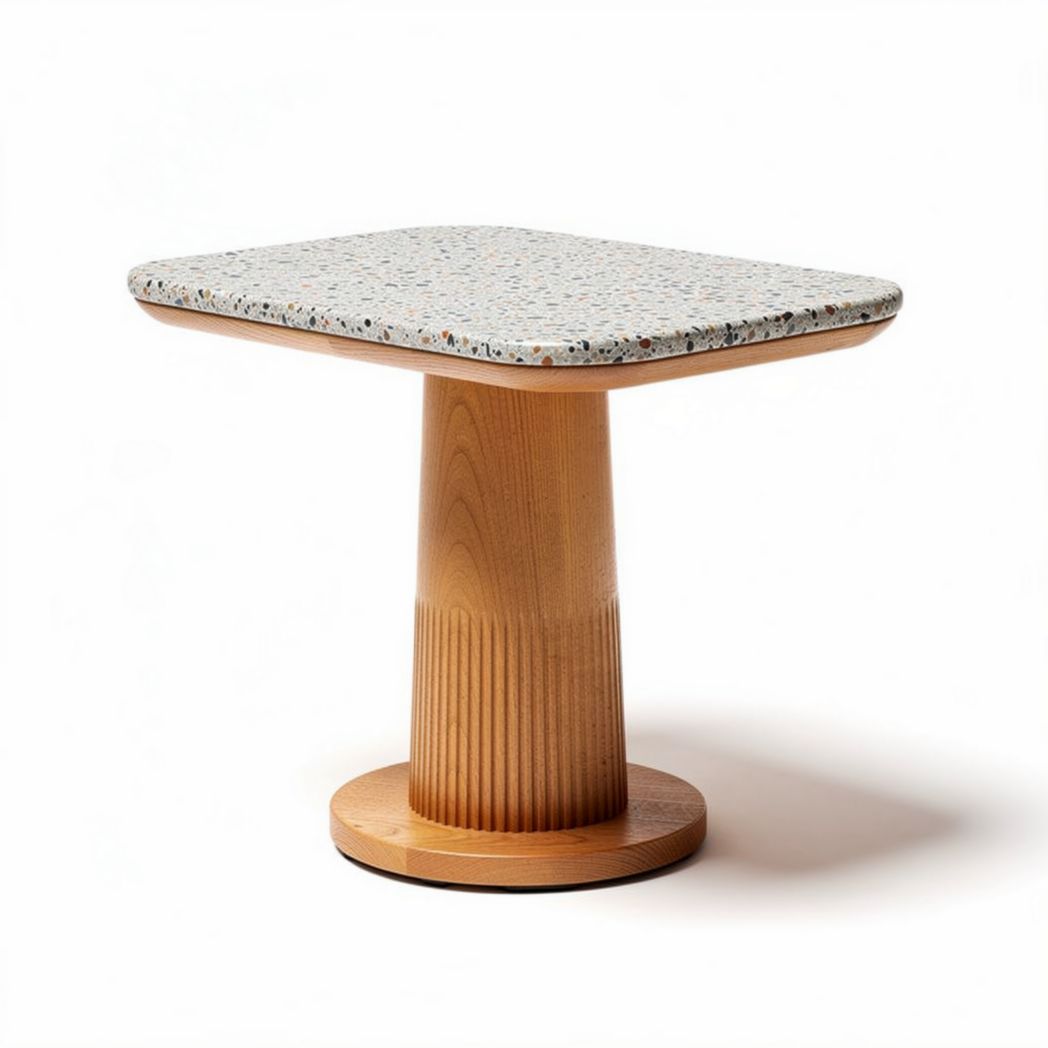 Terrazzo top side table with wooden base 50 x 50 x 60cm